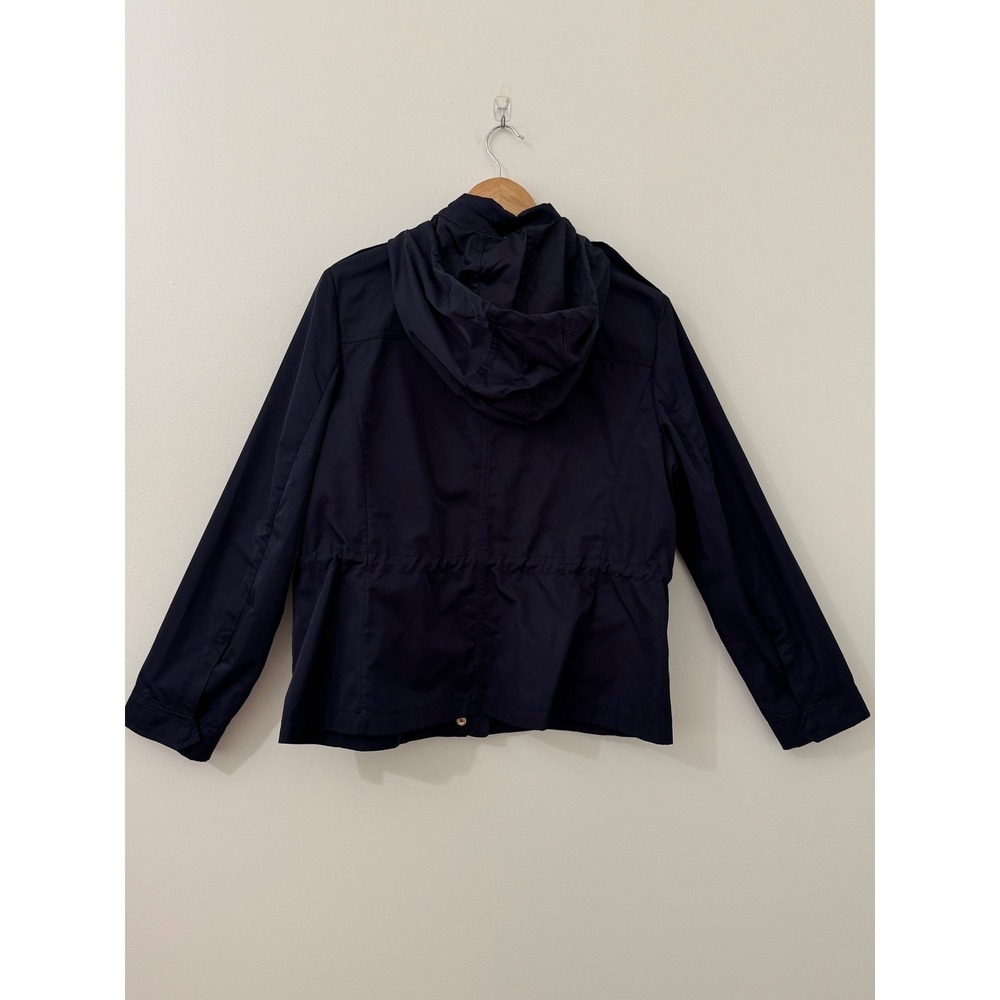 Talbots Petites Dark Navy Hooded Utility Anorak Jacket Women's 14P Lightweight - Picture 5 of 11